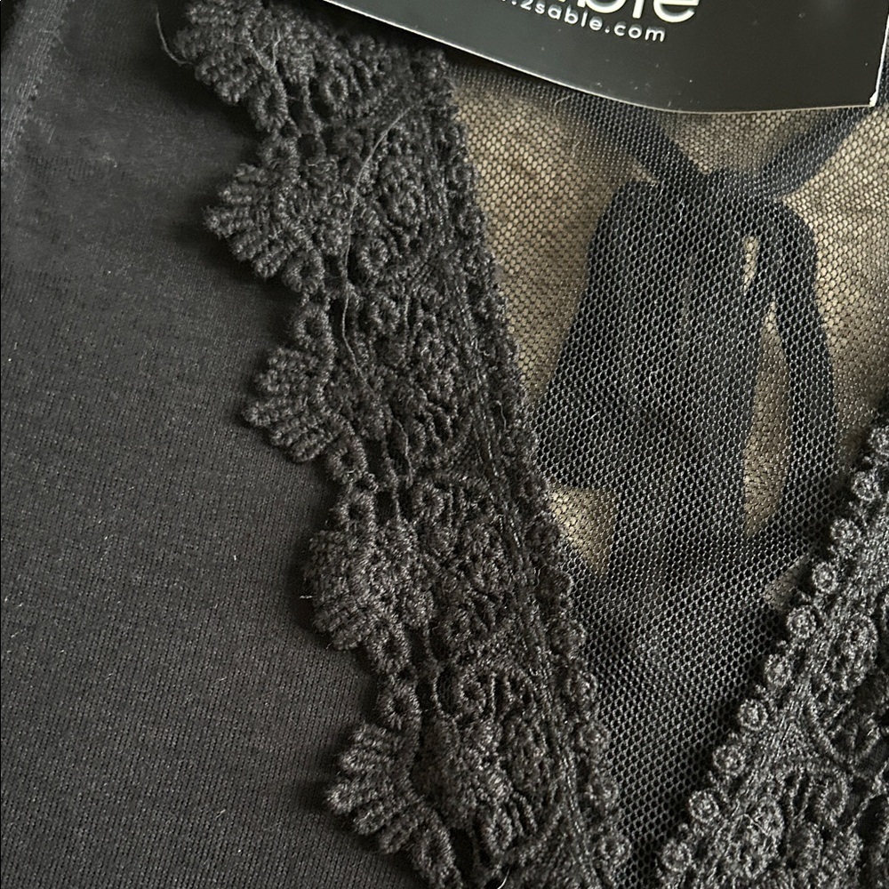 NWT Black Lace Trim Bodysuit - Picture 2 of 2